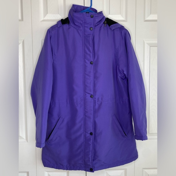 Women's CW Classics Coat Winter Parka Hooded Full Zip Snaps Mid Thigh Purple Med - Picture 1 of 4